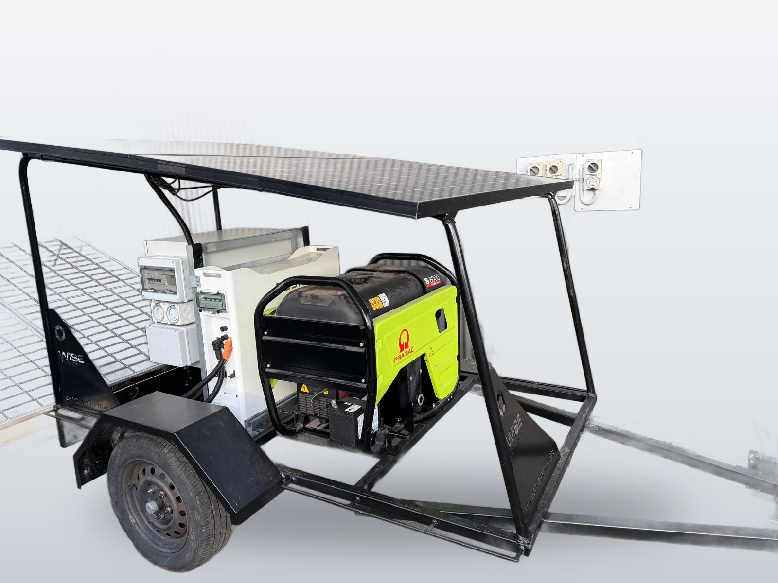 WISE EV Recovery Trailer with solar canopy and generator
