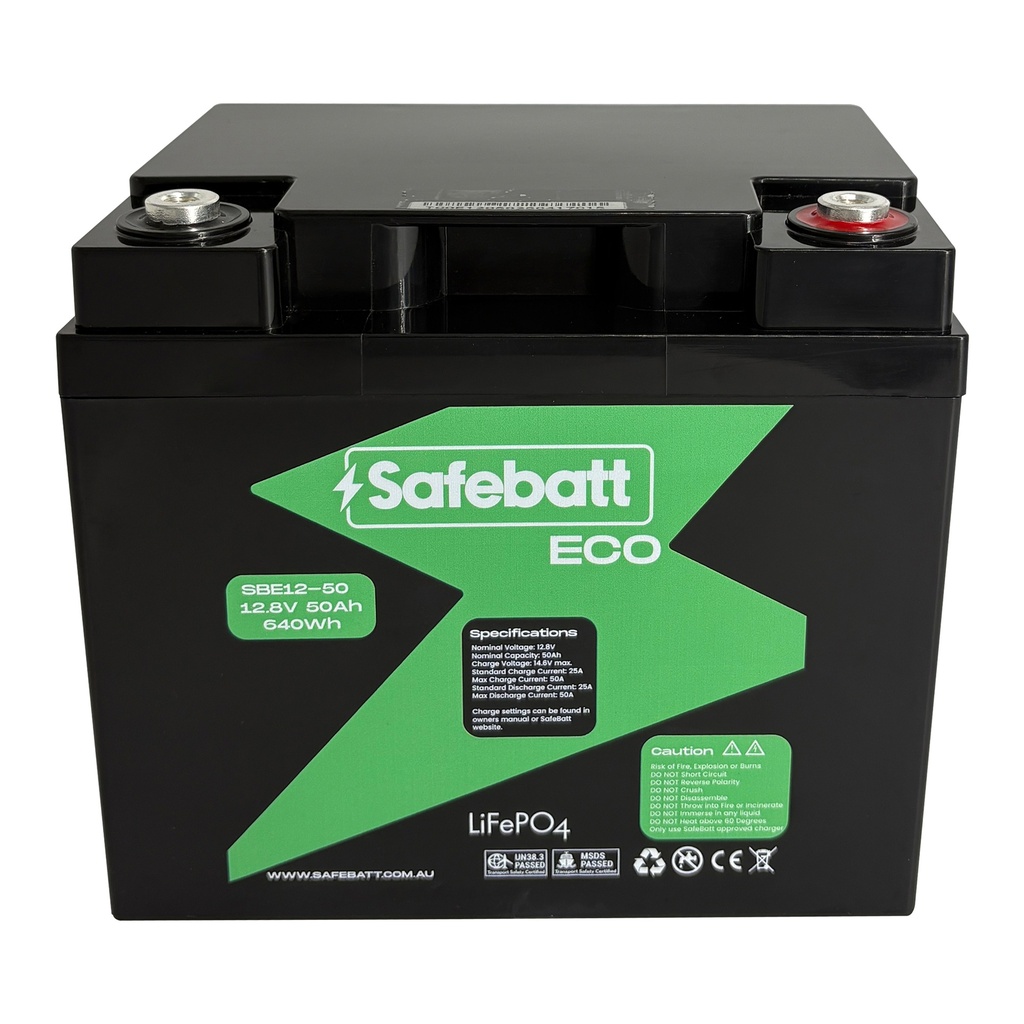 SafeBatt Eco 12V 50Ah - Built-in Fire Suppression