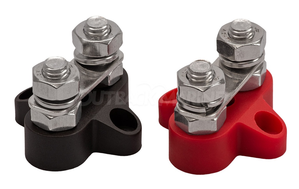 Dual Terminal Stud M8-linked set (1 red/1 black)