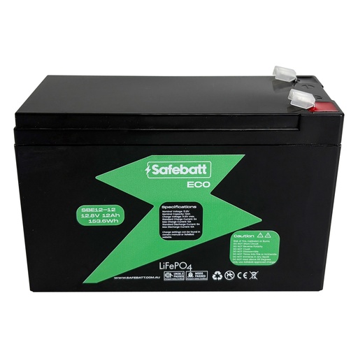 [SBE128012] SafeBatt Eco 12V 12Ah - LFP Lithium UPS Replacement Battery