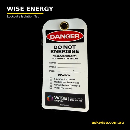 [WISETAG501-10] Do Not Energise Lockout Tags — Tear-Proof (Pack of 10)